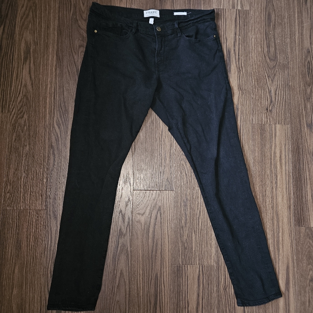 Frame Denim Le Garçon Garcon Boyfriend Black Denim Jeans Size 31 Staple Basic